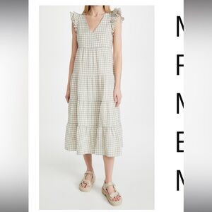 Madewell plaid ruffled dress gingham/blue/green